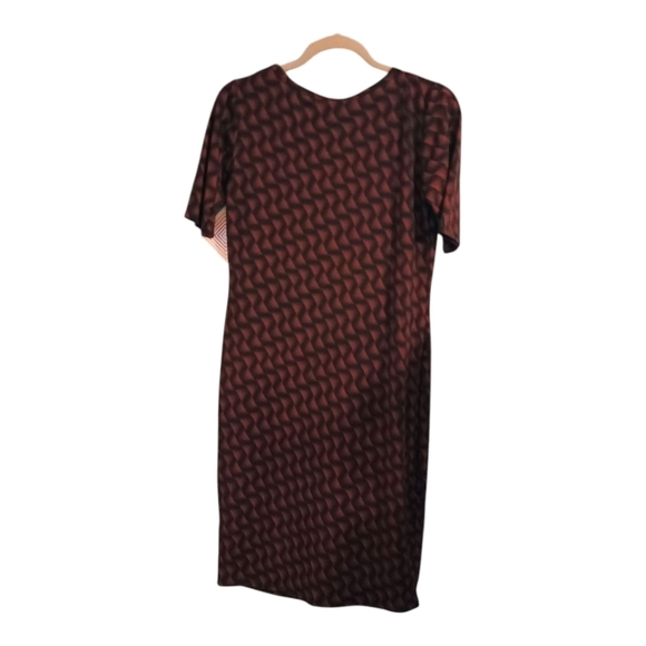 NWT LuLaroe Julia Dress Black Red Midi Dress Size Medium Geometric Whimsigoth - Picture 5 of 6